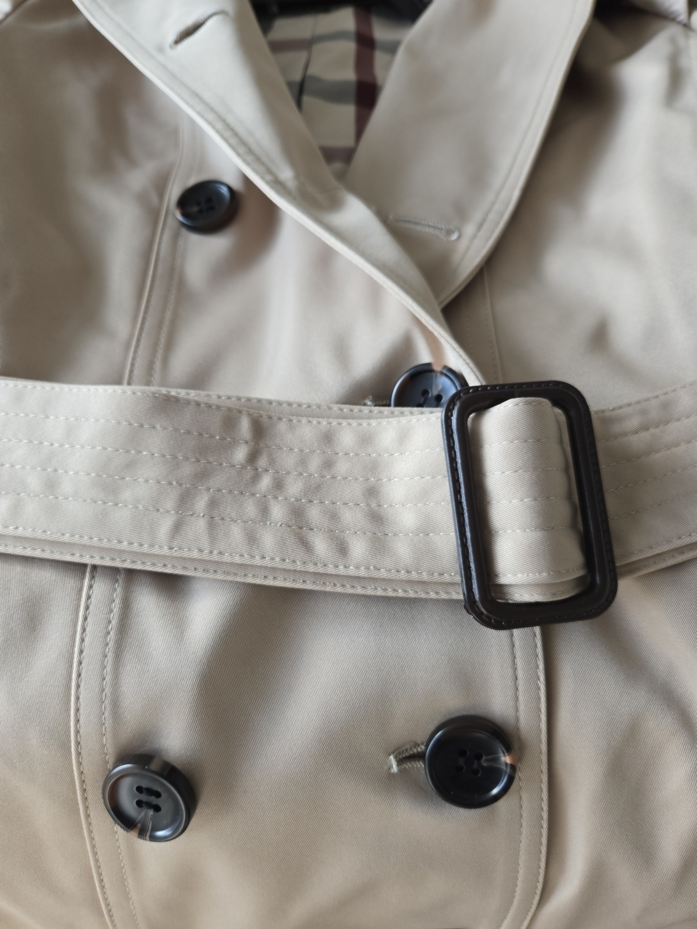 Classic Beige Double-Breasted Trench Coat Size Small – Brand New Belted Jacket - Picture 13 of 13